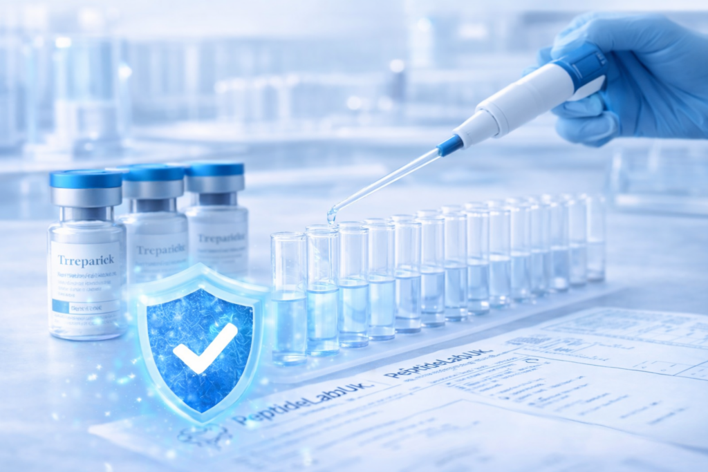 Laboratory pipette, sample vials and verification symbol